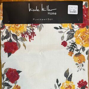 🌸 Nicole Miller Home Placemat Set – Floral Print (Set of 4)